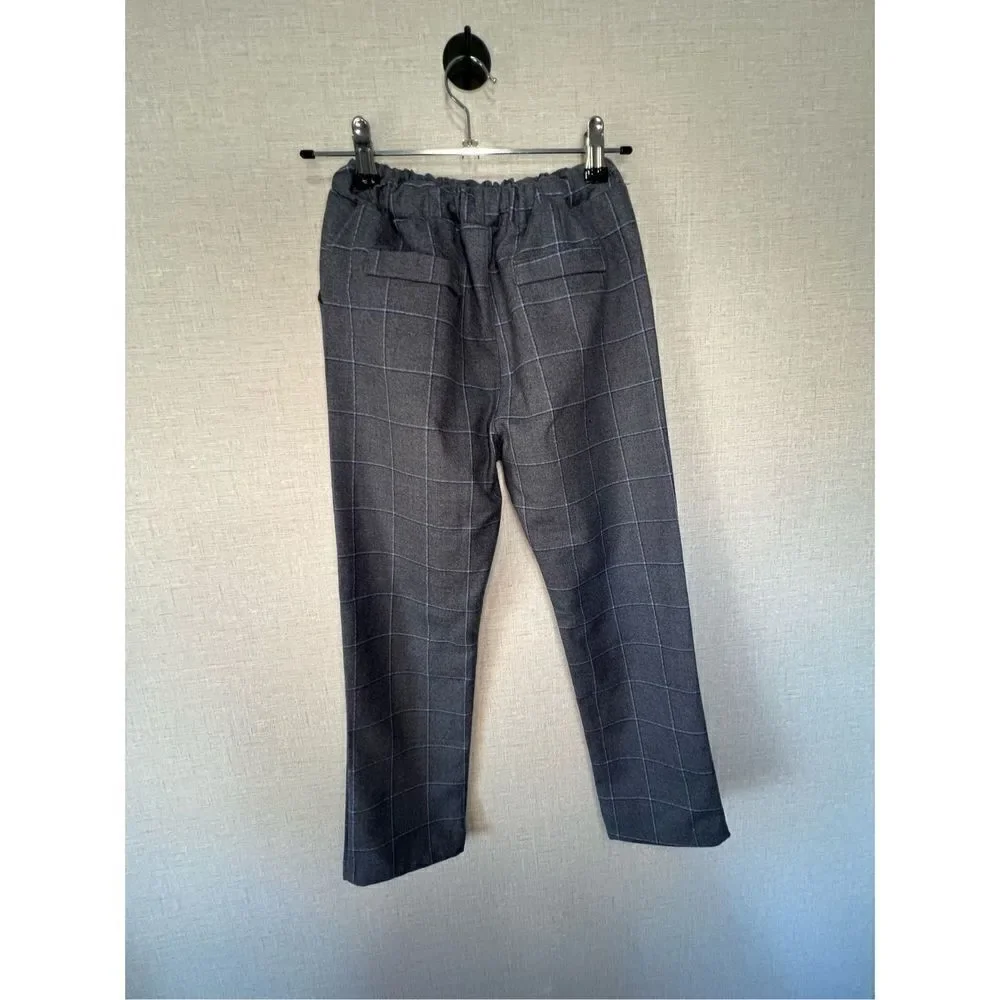 Kids/Boys LuoboBeiBei Formal Grey And Blue Striped Three Piece Suit
